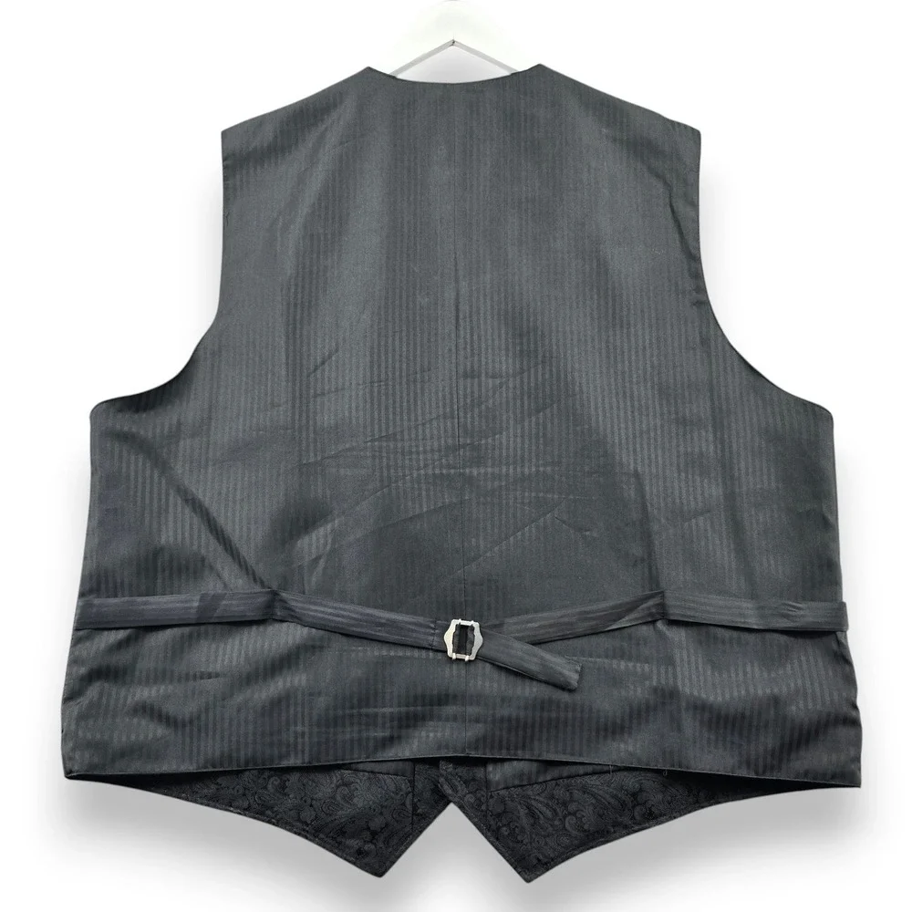 Scully Mens XXL Black Paisley Western Vest Formal Notched Lapel Polyester Cinch